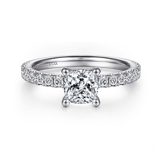 Gabriel - 14K White Gold Cushion Cut Diamond Engagement Ring