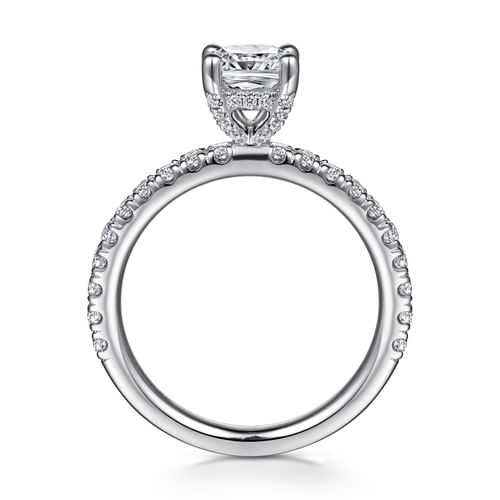 14K White Gold Cushion Cut Diamond Engagement Ring