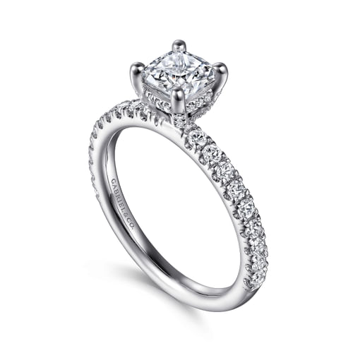 14K White Gold Cushion Cut Diamond Engagement Ring