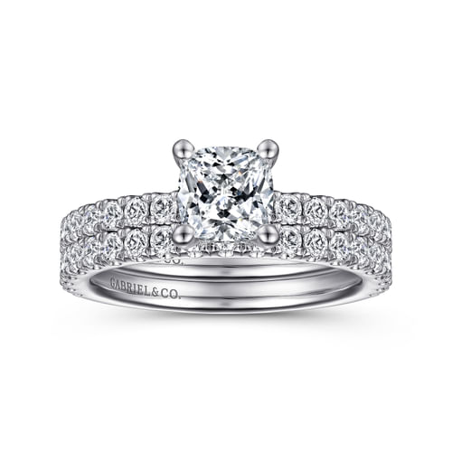 14K White Gold Cushion Cut Diamond Engagement Ring