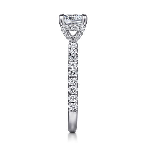 14K White Gold Cushion Cut Diamond Engagement Ring