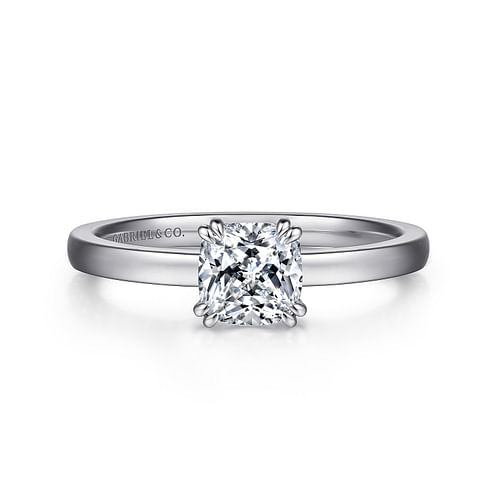 14K White Gold Cushion Cut Diamond Engagement Ring
