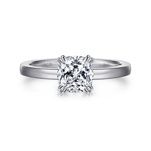 14K White Gold Cushion Cut Diamond Engagement Ring