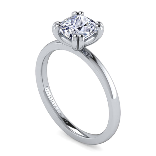 14K White Gold Cushion Cut Diamond Engagement Ring