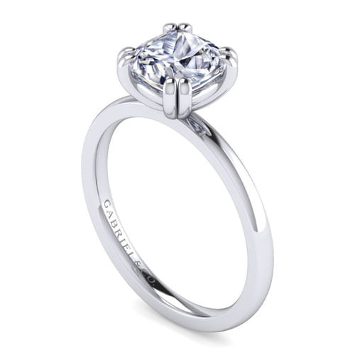 14K White Gold Cushion Cut Diamond Engagement Ring