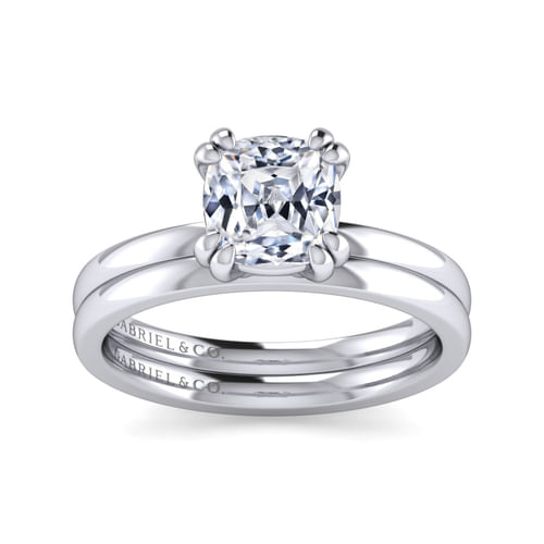 14K White Gold Cushion Cut Diamond Engagement Ring