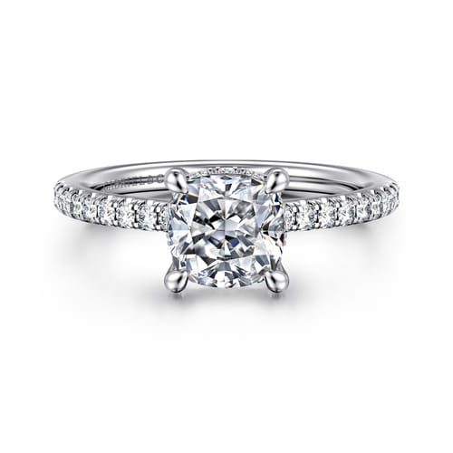 14K White Gold Cushion Cut Diamond Engagement Ring