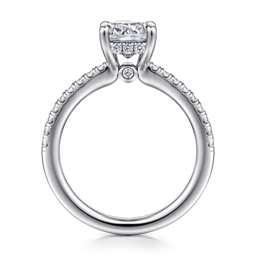 14K White Gold Cushion Cut Diamond Engagement Ring