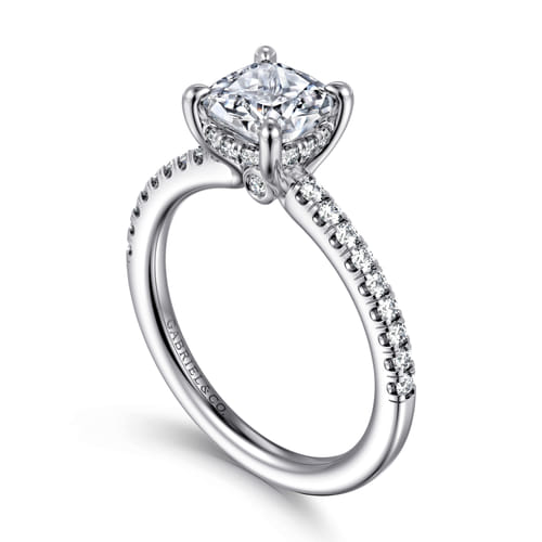 14K White Gold Cushion Cut Diamond Engagement Ring