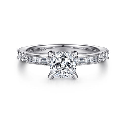 14K White Gold Cushion Cut Diamond Engagement Ring