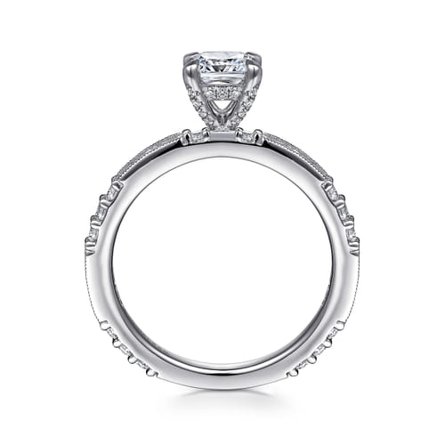 14K White Gold Cushion Cut Diamond Engagement Ring
