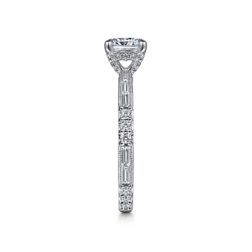 14K White Gold Cushion Cut Diamond Engagement Ring