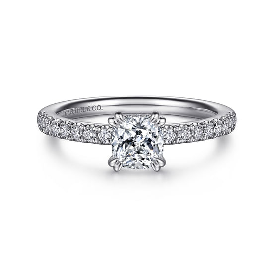 Gabriel - 14K White Gold Cushion Cut Diamond Engagement Ring