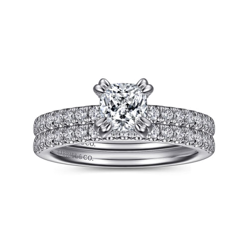 14K White Gold Cushion Cut Diamond Engagement Ring