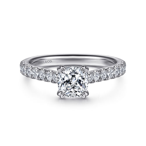 14K White Gold Cushion Cut Diamond Engagement Ring