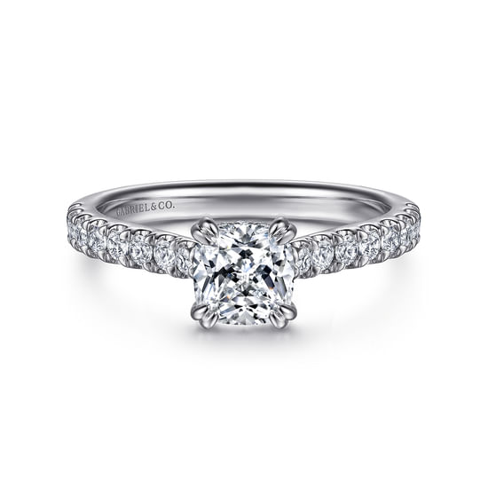 Gabriel - 14K White Gold Cushion Cut Diamond Engagement Ring