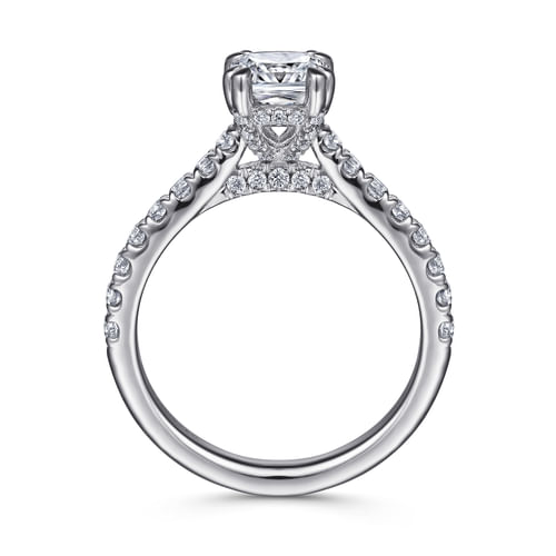 14K White Gold Cushion Cut Diamond Engagement Ring