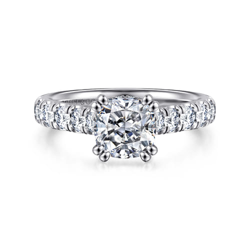 14K White Gold Cushion Cut Diamond Engagement Ring