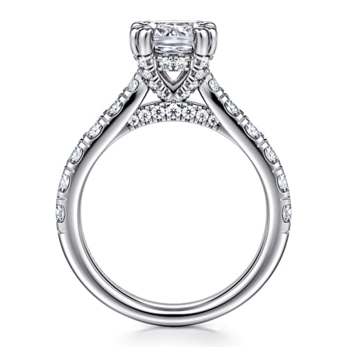 14K White Gold Cushion Cut Diamond Engagement Ring