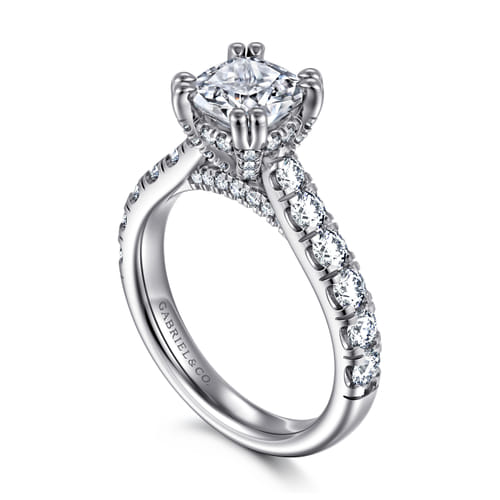 14K White Gold Cushion Cut Diamond Engagement Ring