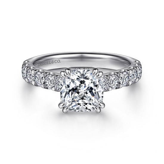 Gabriel - 14K White Gold Cushion Cut Diamond Engagement Ring