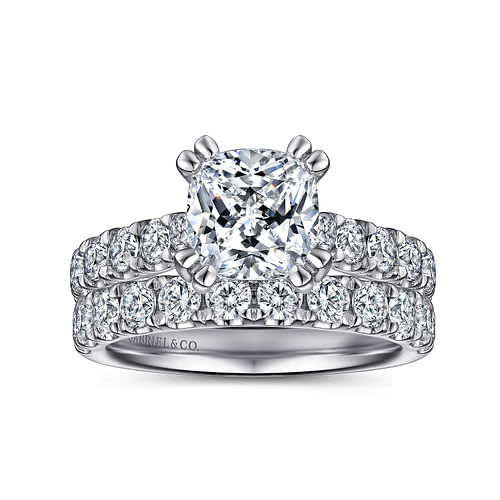 14K White Gold Cushion Cut Diamond Engagement Ring