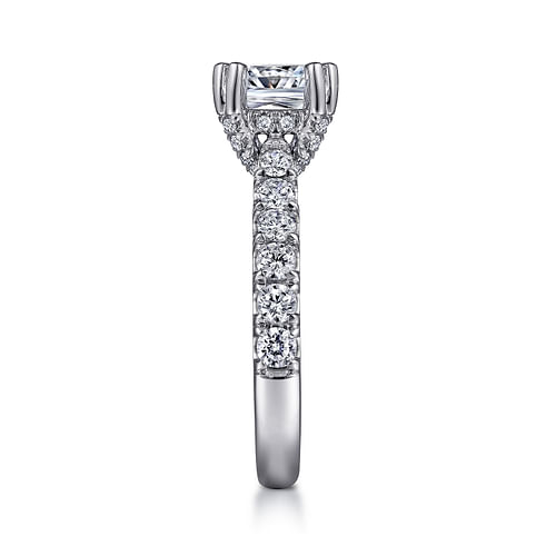14K White Gold Cushion Cut Diamond Engagement Ring