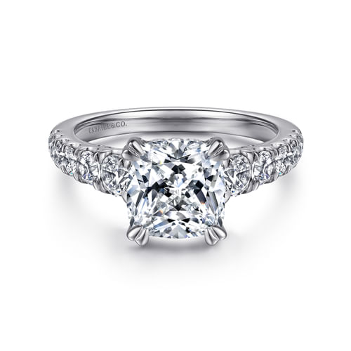14K White Gold Cushion Cut Diamond Engagement Ring