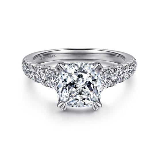 Gabriel - 14K White Gold Cushion Cut Diamond Engagement Ring