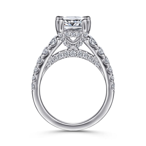 14K White Gold Cushion Cut Diamond Engagement Ring