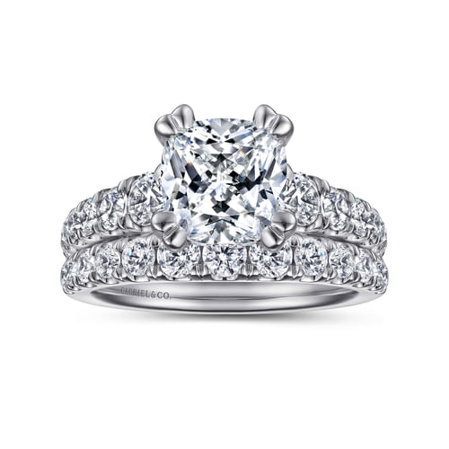 14K White Gold Cushion Cut Diamond Engagement Ring