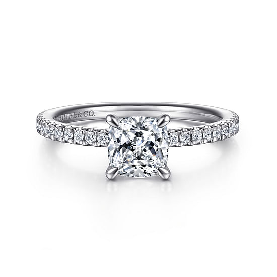 Gabriel - 14K White Gold Cushion Cut Diamond Engagement Ring