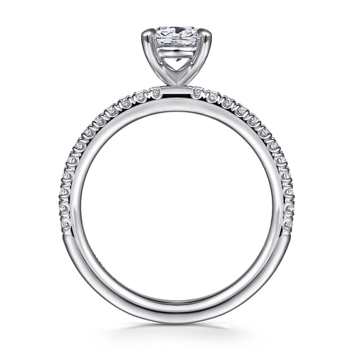 14K White Gold Cushion Cut Diamond Engagement Ring