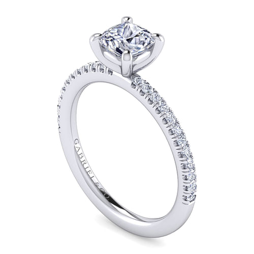 14K White Gold Cushion Cut Diamond Engagement Ring