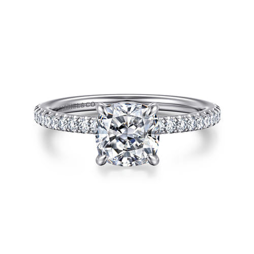 14K White Gold Cushion Cut Diamond Engagement Ring