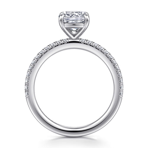 14K White Gold Cushion Cut Diamond Engagement Ring