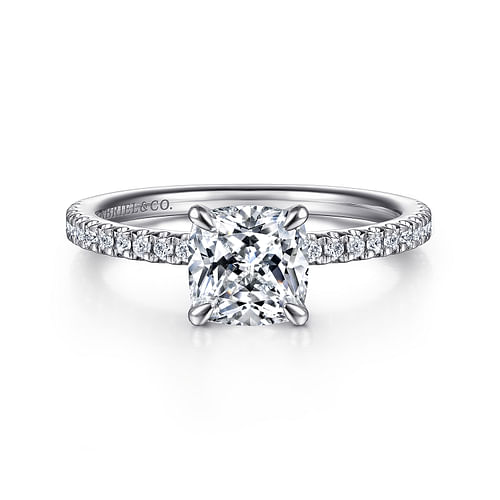 14K White Gold Cushion Cut Diamond Engagement Ring