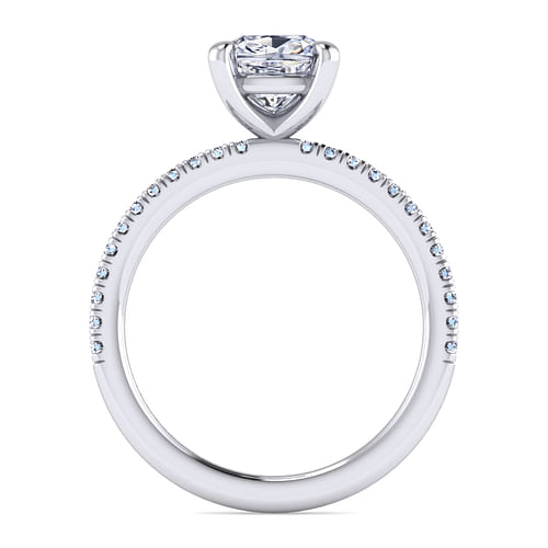 14K White Gold Cushion Cut Diamond Engagement Ring