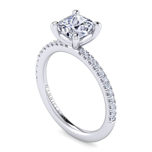 14K White Gold Cushion Cut Diamond Engagement Ring
