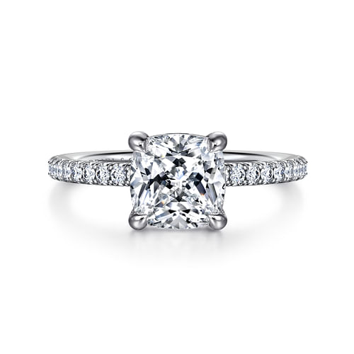 14K White Gold Cushion Cut Diamond Engagement Ring