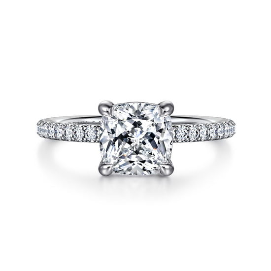 Gabriel - 14K White Gold Cushion Cut Diamond Engagement Ring