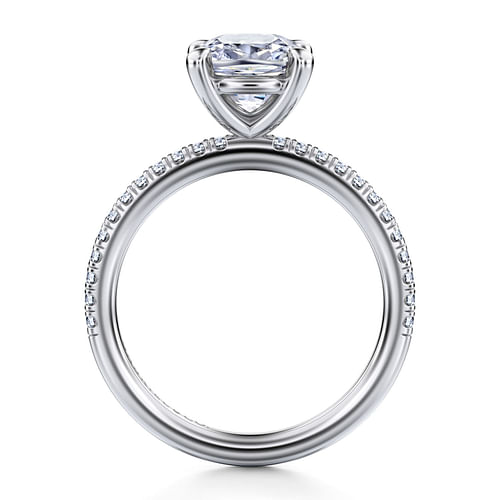 14K White Gold Cushion Cut Diamond Engagement Ring