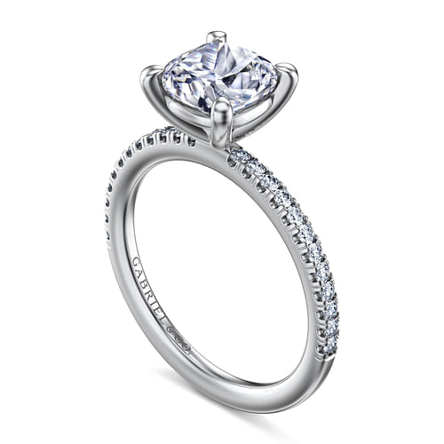 14K White Gold Cushion Cut Diamond Engagement Ring