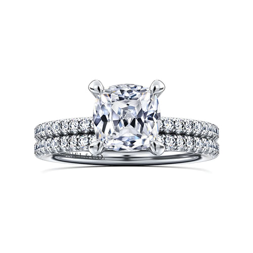 14K White Gold Cushion Cut Diamond Engagement Ring