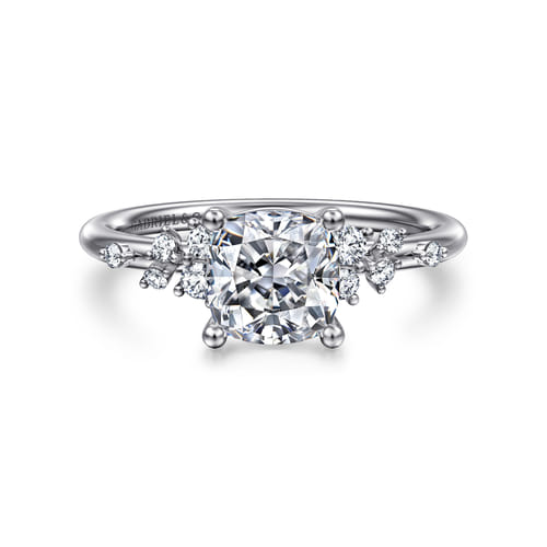 14K White Gold Cushion Cut Diamond Engagement Ring