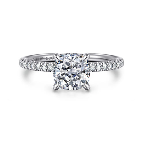 14K White Gold Cushion Cut Diamond Engagement Ring