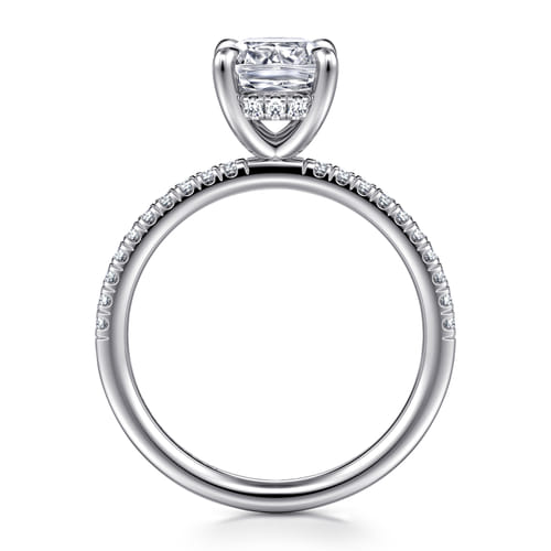 14K White Gold Cushion Cut Diamond Engagement Ring