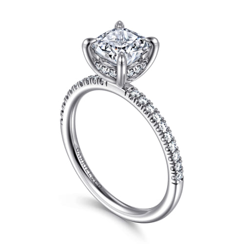 14K White Gold Cushion Cut Diamond Engagement Ring