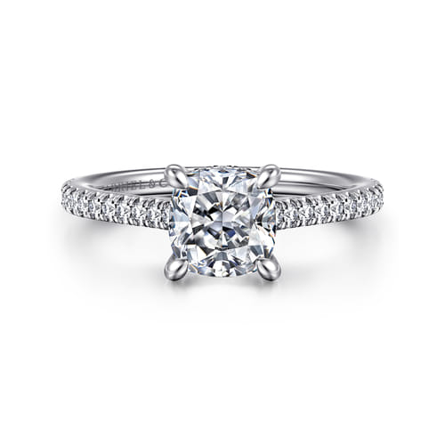 14K White Gold Cushion Cut Diamond Engagement Ring