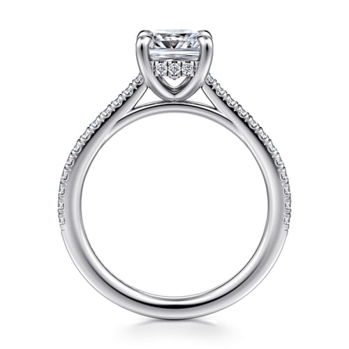 14K White Gold Cushion Cut Diamond Engagement Ring